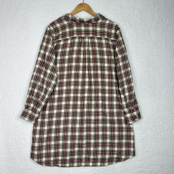 Soft Surroundings Plaid Ruffle Tunic Top Large 100% Cotton Button Front - Picture 7 of 13